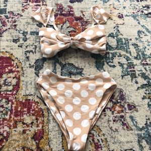 Montce- white and nude polka dot bikini set